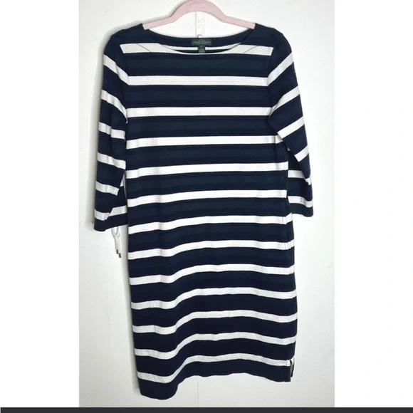Lauren Jeans Co Navy & White Striped Tie Sleeve Dress - Picture 1 of 7